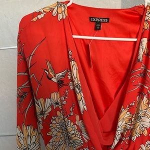 NWT Express Floral wrap dress 3/4 sleeve red
